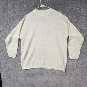 Vintage Sweater Large Textured Fisherman Lightweight Light Academia Minimalist
